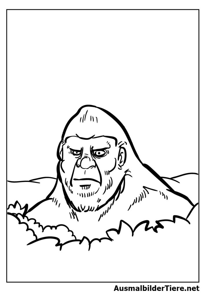 Ausmalbilder Bigfoot. Fabelwesen Kostenlos, Drucken als PDF